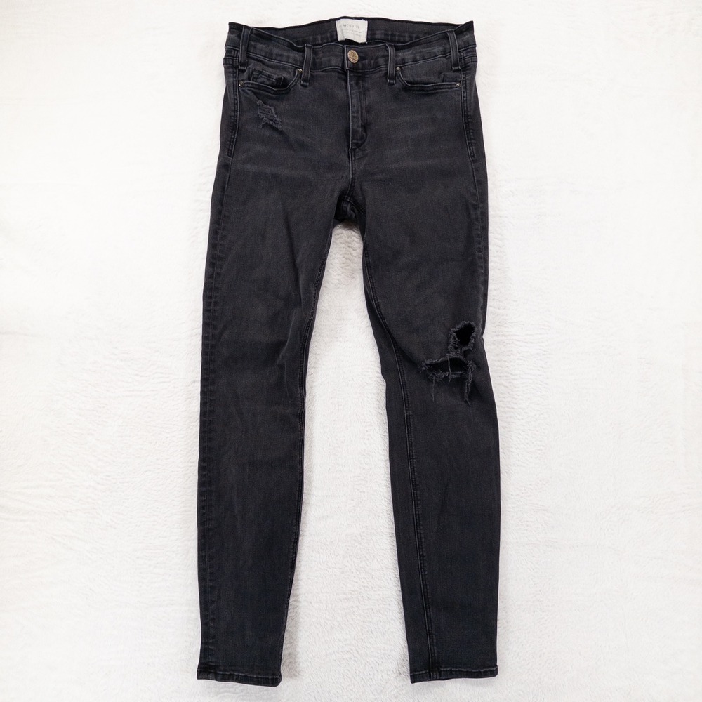 McGuire Newton Skinny Jeans 30 Malachite Black Distressed Stretch Denim Casual